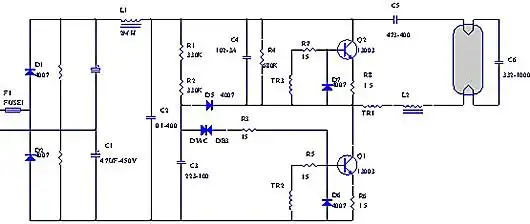 110v节能灯电子镇流器电路图设计-kia mos管