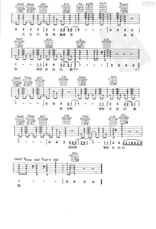 齐秦- 外面的世界(爵士版 10级考级曲目) 吉他谱