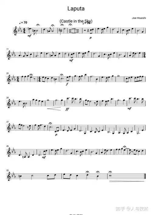 能提供一份完整正确的久石让的天空之城的五线谱简谱吗