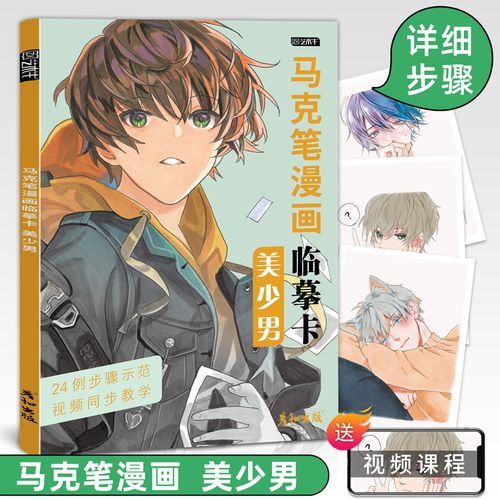 马克笔漫画临摹卡美少男视频同步动漫人物绘画教程书男生美少年手绘