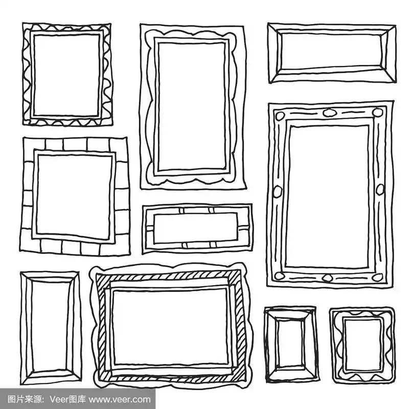 设置相框,手绘矢量插图.