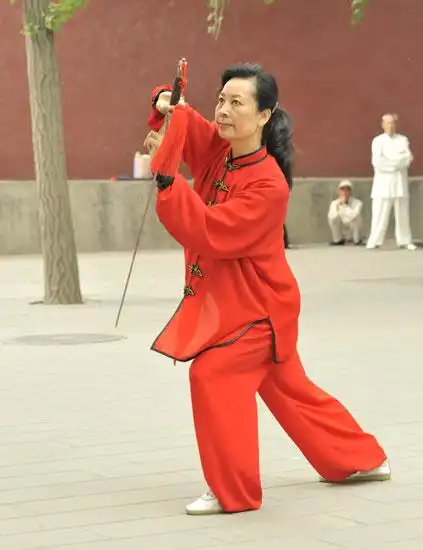 图文杨式太极拳研究会武技展示太极剑的个人秀