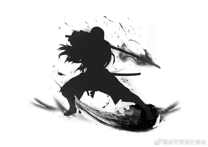 36款古风黑白水墨国风武侠仙侠侠客游戏形象剪影psd透明免抠设计模板