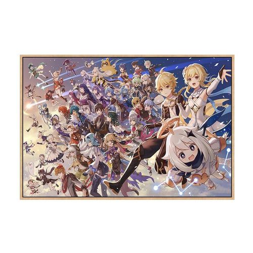 妙普乐原神全家福diy数字油画动漫游戏手绘填色解压油彩画卧室装饰挂