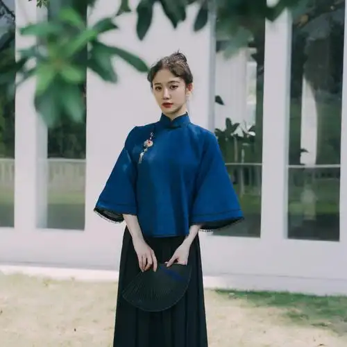 限时赏味原创民国复古宽松斜襟旗袍盘扣短衫倒大旗袍