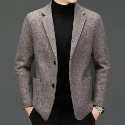 秋冬西装 男士简约休闲合体纯色羊毛呢外套亚马逊ebay男装外贸