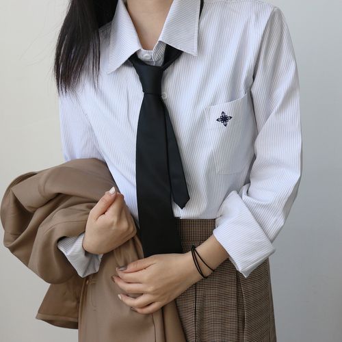 shindek黑色女式领带手打百搭学生经典复古学院领带