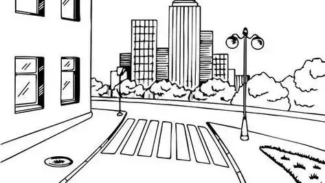 城市和马路简笔画