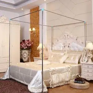 不锈钢蚊帐架子支架家用1.51.8米床杆子配件套装加粗加厚三通配件