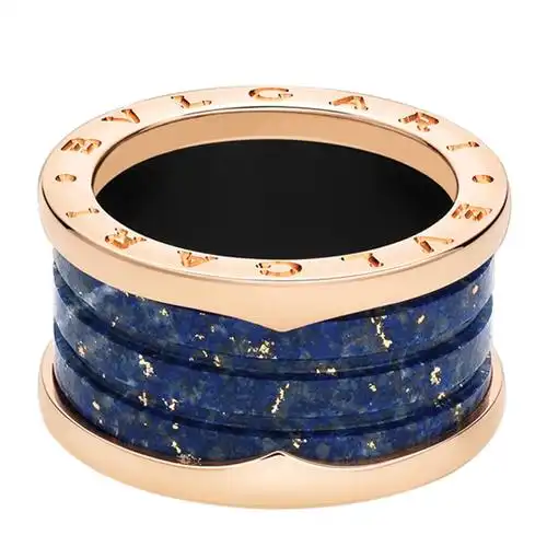 bvlgari(宝格丽) m 18k玫瑰金蓝色大理石四环戒指 53
