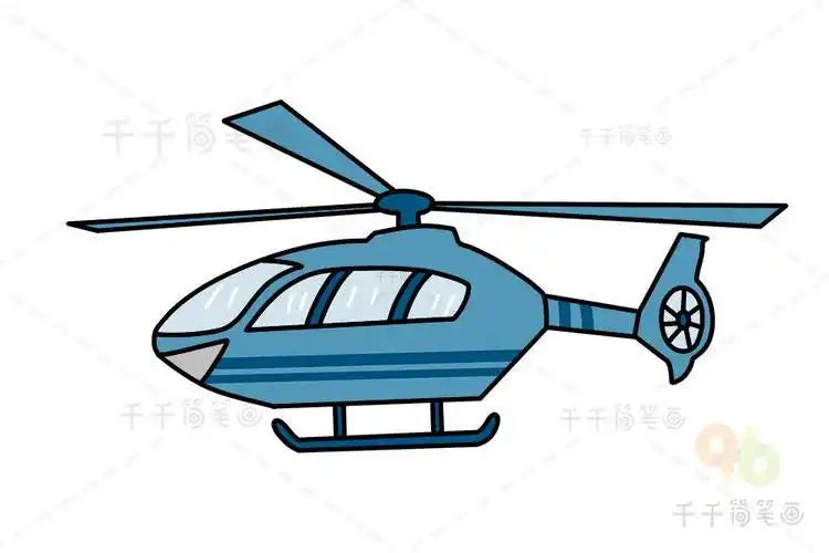 军用直升机简笔画