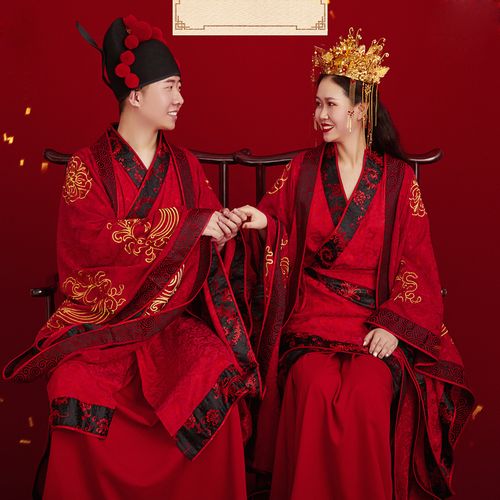 影楼主题情侣古装情侣写真赘婿同款中式婚礼喜服汉服婚纱摄影服装
