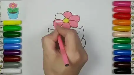 【儿童简笔画教程】画一盆可爱的花:花园的色彩!