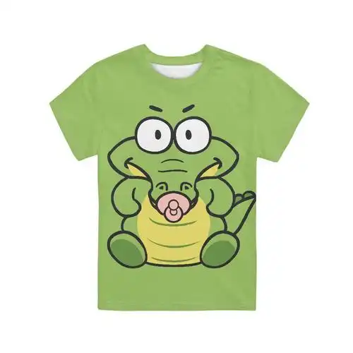 etsy卡通鳄鱼t恤儿童短袖服装夏季童装t恤上衣动漫动物服饰一件起