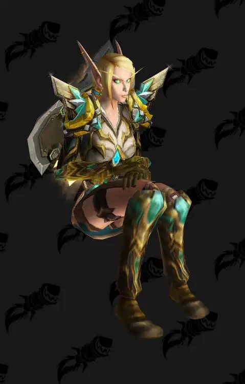 只爱幻化55女血精灵骑士幻化翠绿淡黄自然与曙光剑盾盖亚女神