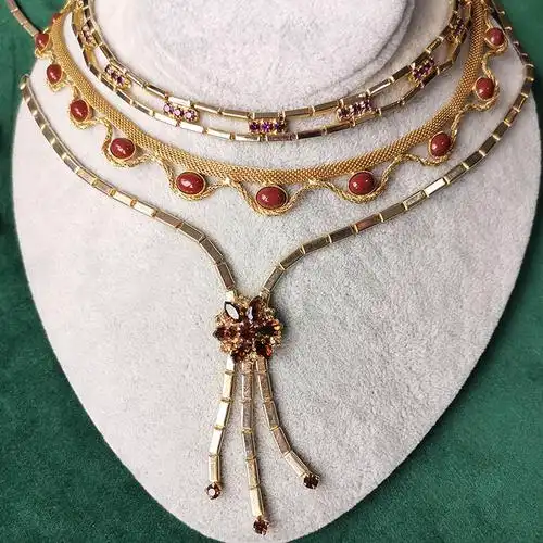 古董首饰vintge西洋回流欧美复古毛衣女中古古着唐顿首饰颈饰项链