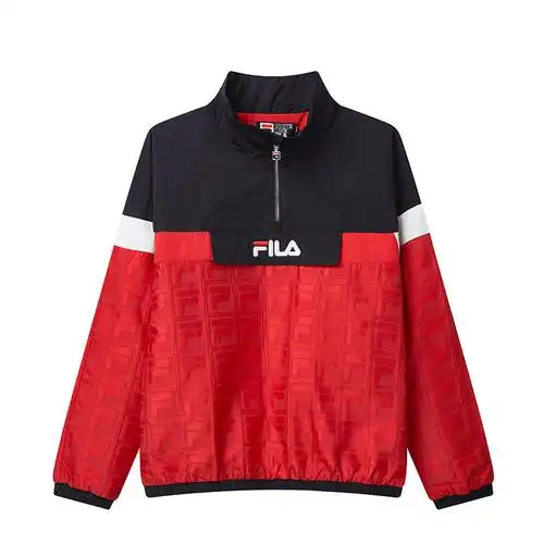 fila 斐乐女子梭织上衣2020春季新款时尚半开襟宽松立领卫衣女