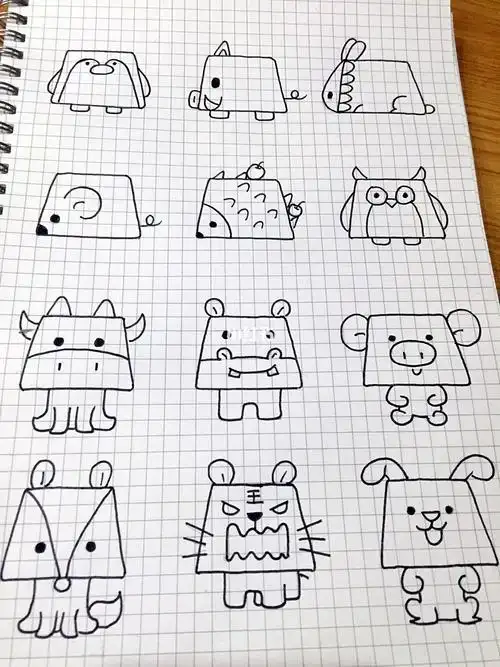 93图形变变变 90简单可爱的梯形简笔画小动物教程