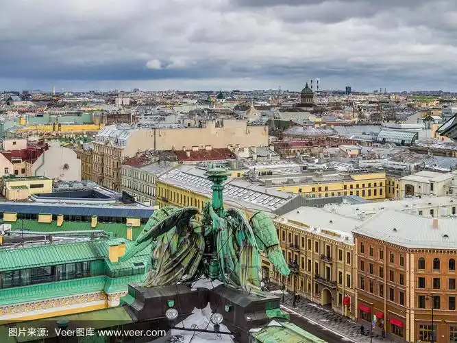 圣彼得堡历史名城中心的空中全景图