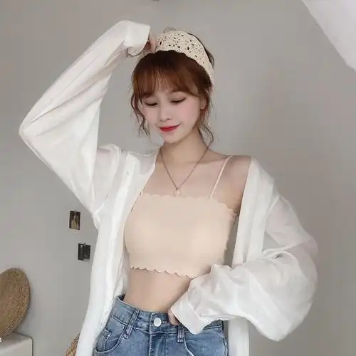 蒂内衣女夏季薄款抹胸上衣露肩显胸小吊带防走光聚拢无钢圈裹胸学生