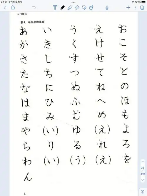 平假名片假名写法