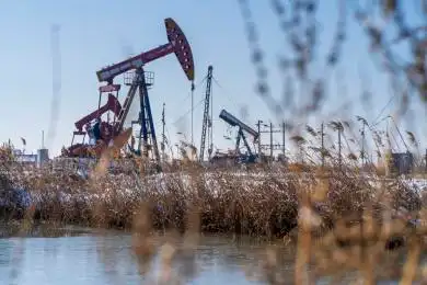 胜利油田工作中的抽油机