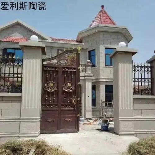 欧式别墅大门罗马柱瓷砖农村围墙柱子瓷砖外墙砖仿大理石窗套线