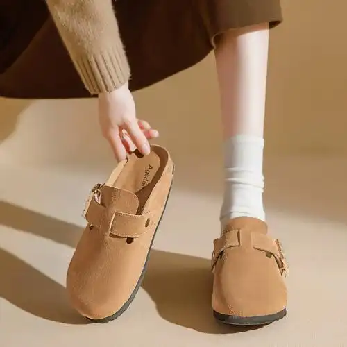 一脚蹬女鞋鸥椰复古勃肯鞋女2024新款孕妇软底豆豆鞋包头平底单鞋