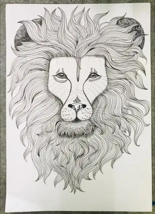 狮子线描