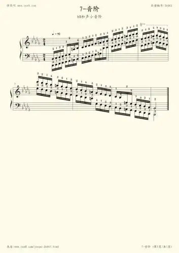 钢琴谱:7-音阶-bb和声小调音阶 考级