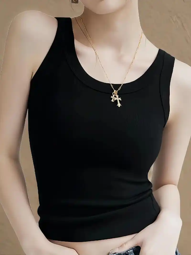 本草纲目女螺纹冰丝无痕背心打底内搭小背心女款可外穿女士吊带# - 抖