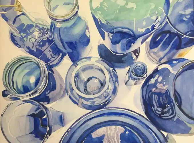 手绘水彩 玻璃杯