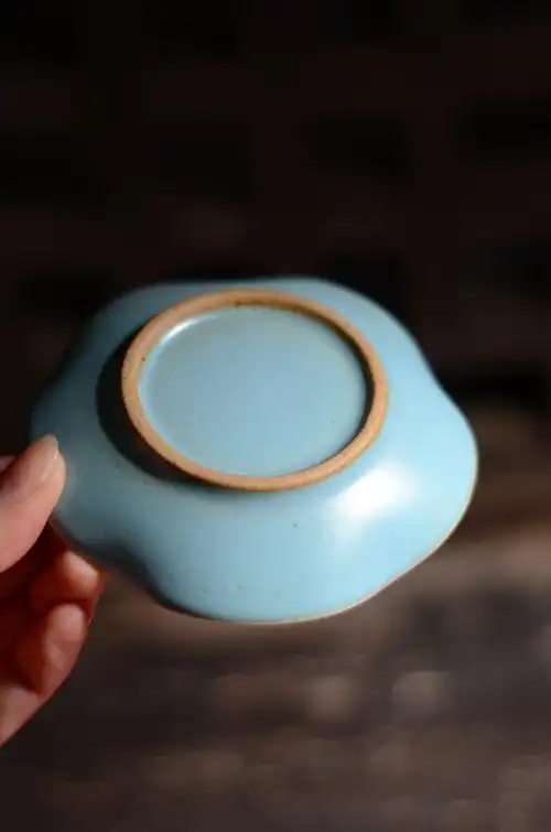 晴先生手工青瓷茶杯托陶泥蓝色杯垫文艺茶托功夫茶具茶道零配茶垫