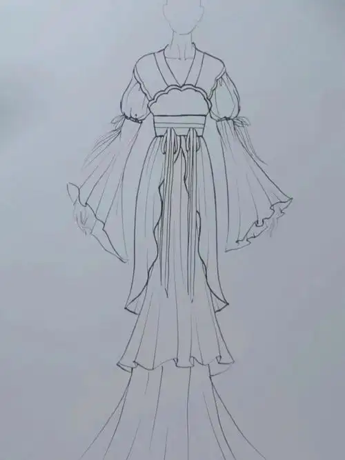 美好的一天,教你对襟长裙古风服饰画法