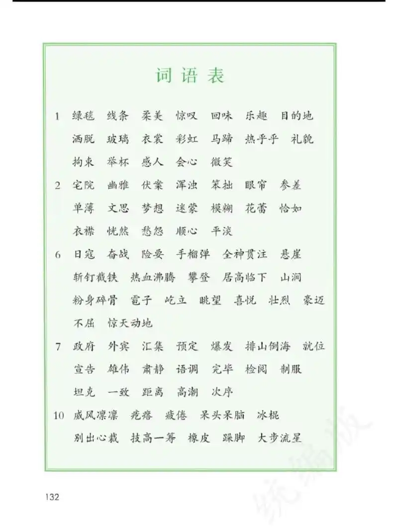 六年级上册词语表 六年级上册词语表