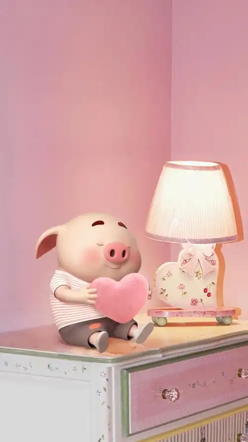 情人节捧着粉色爱心的猪小屁,锁屏图片,手机壁纸-回车桌面