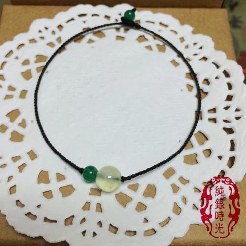 包邮绿原创手红绳工黑绳绿石榴石葡萄石手绳脚绳情侣手链脚链极细