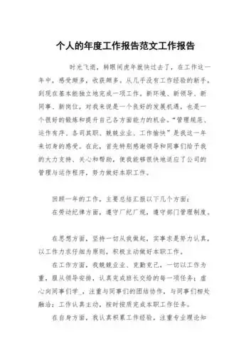 个人的年度工作报告范文