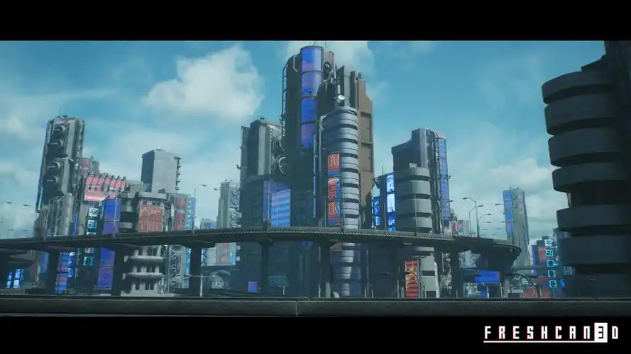 dystopian city environment