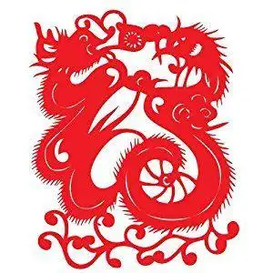 gexing100 个性一百 cak2009 龙凤福字 窗花剪纸 高30cm