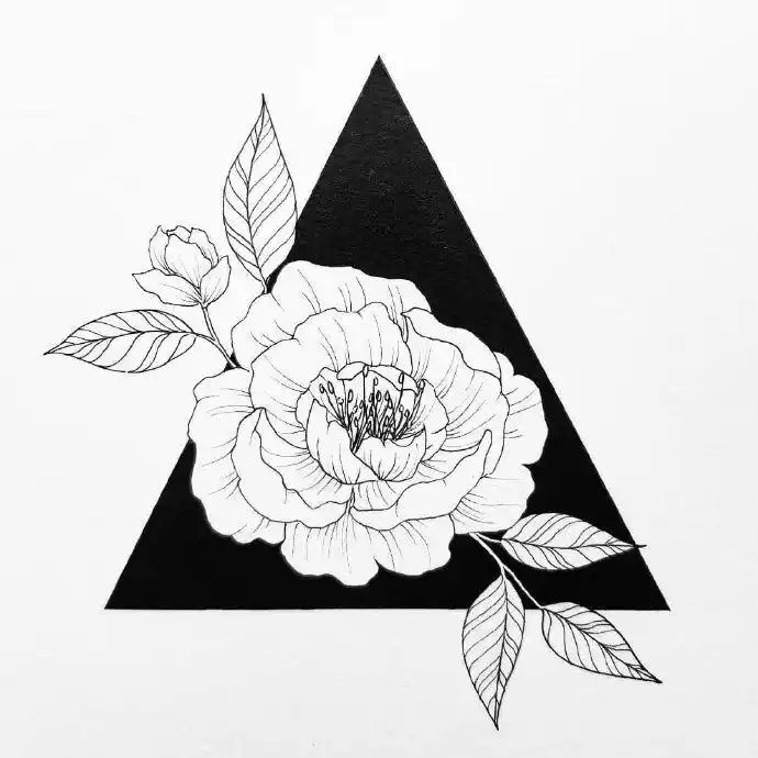 创意花卉黑白线稿图片,用一支笔画出来的创意线稿花卉