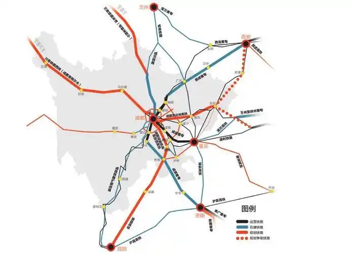 成都铁路对外通道  规划示意图制图/姜宣凭