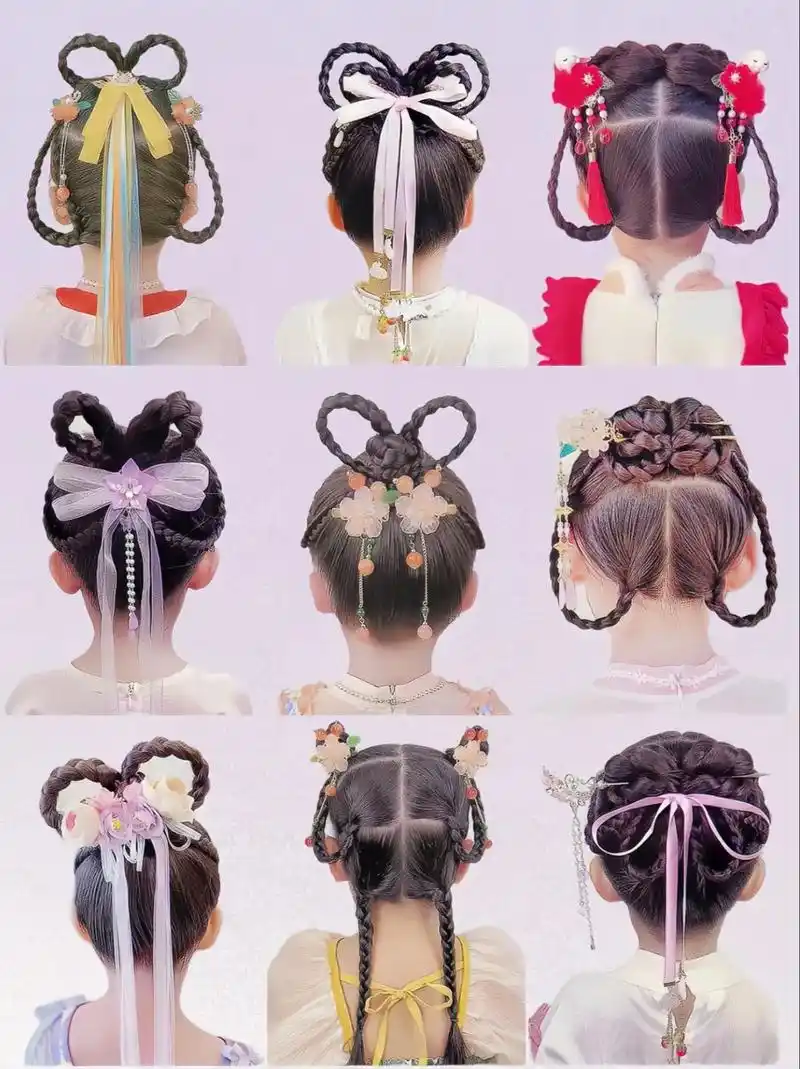 的姐妹们赶紧给自己的宝贝扎这款简约仙气古风发型#汉服发型#儿童编发