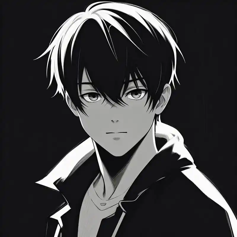 96 酷炫黑白素描男生头像 90