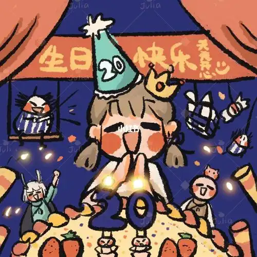 生日贺图蜡笔画风