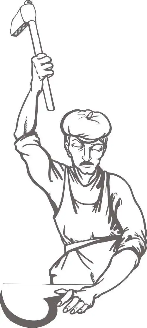 铁匠炼铁简笔画