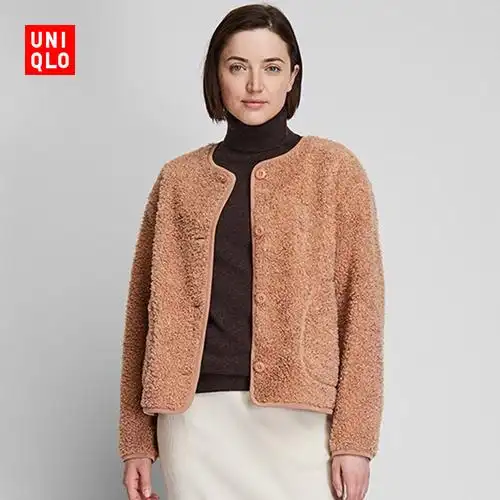 uniqlo 优衣库 uq418286000 仿羊羔绒摇粒绒圆领开衫 女装