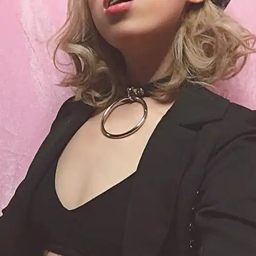 朋克暗黑原宿软妹透明皮质pu爱心项圈颈带锁骨项链女日韩项圈脖饰