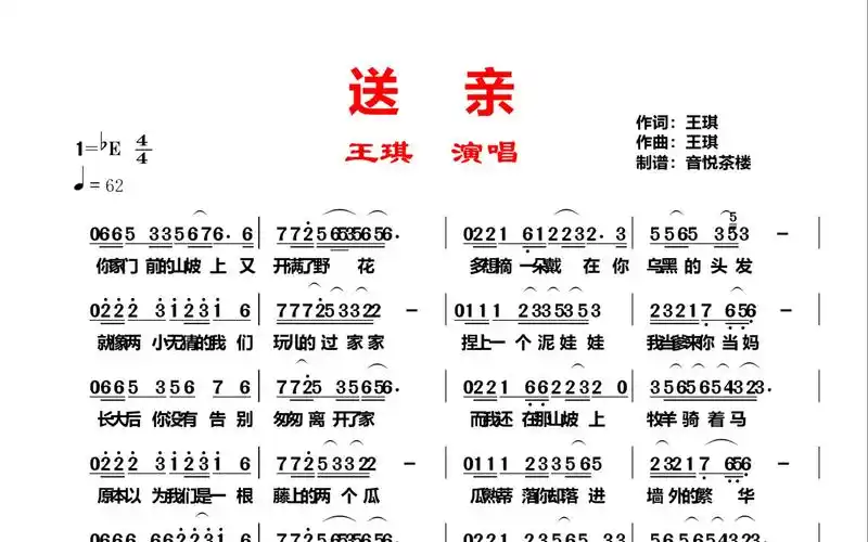 伤感流行情歌《送亲》,王琪词曲唱,瓜熟蒂落你却落进墙外的繁华