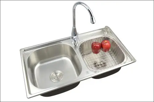 樱花水槽 加厚 一体成型 洗菜盆 201/304不锈钢水槽双槽 12件套